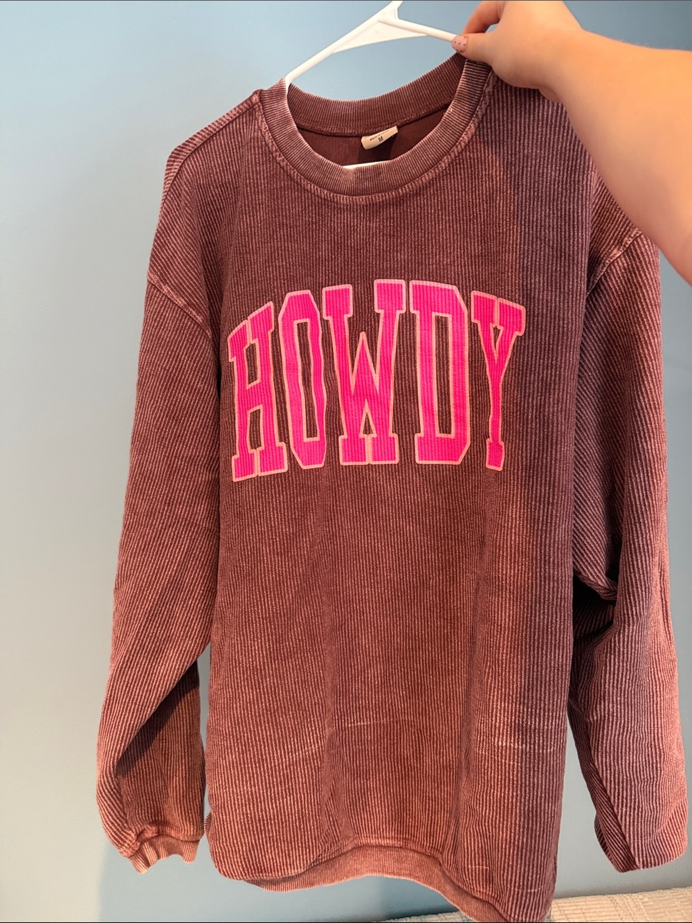 HOWDY Corduroy Crewneck Sweater - Mauve Pink
